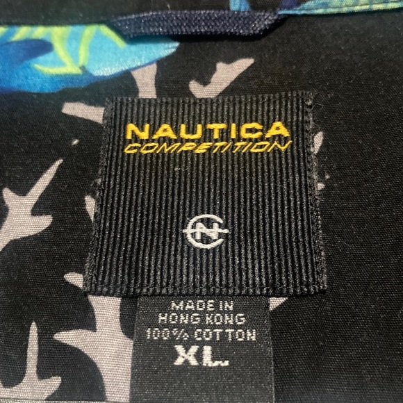 Nautica Black Shirt with Blue and Green Fish Print - Picture 2 of 5